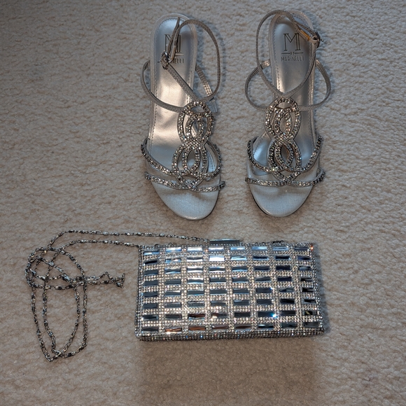 Nordstrom Glamour Party Heels Crystal Silver Clutch Bag - Picture 5 of 5